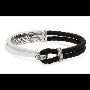 John Hardy Silver Braided Leather Bracelet